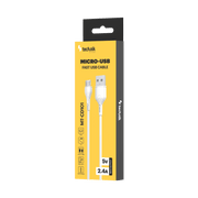 Technik Töltő-és Adatkábel PVC USB-A / Micro USB 5V 2,4A 1m Fehér