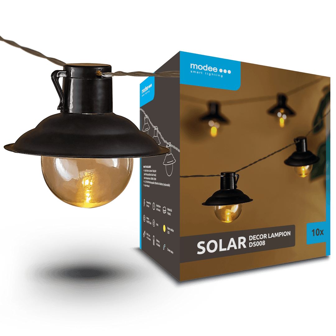 Modee Lighting LED Szolár Napelemes Dekor Lampion 10db 4,7m DS008