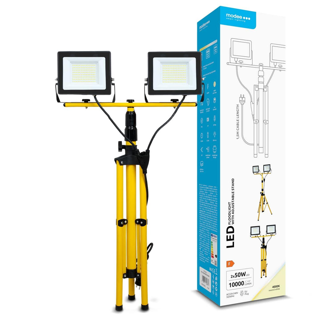 Modee LED Reflektor Munkalámpa állvánnyal 2x50W 120° 4000K (10000 lumen) ERP