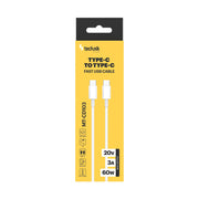 Technik Töltő-és Adatkábel TPE+ABS USB-C / USB-C 60W 20V3A 1m fehér