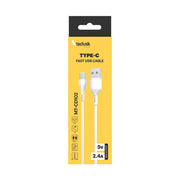 Technik Töltő-és Adatkábel PVC USB-A / USB-C 5V 2,4A 1m Fehér