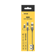 Technik Töltő-és Adatkábel Braided (5in1) USB-A/C to all 5V 3A 1,2m Fekete