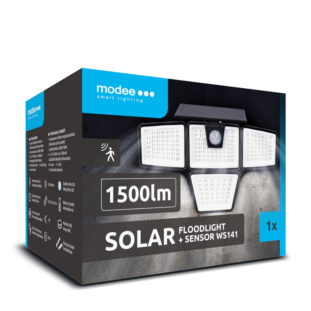 Modee Lighting LED Szolár Napelemes Reflektor WS141 + sensor (1500 lumen)