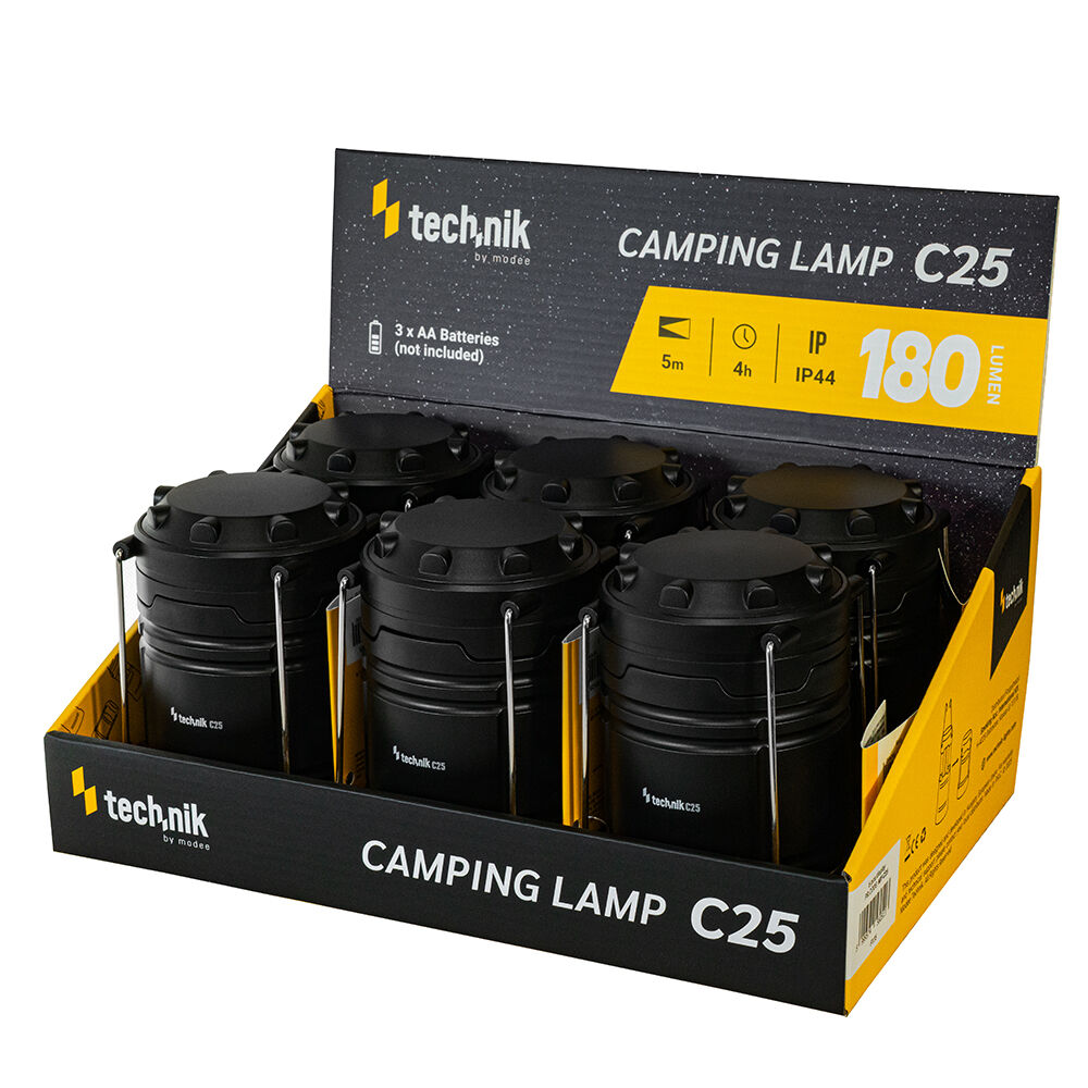 Technik Kemping Lámpa C25 (3xAA/nem tartozék) COB IP44 (180 lumen) 6db/display