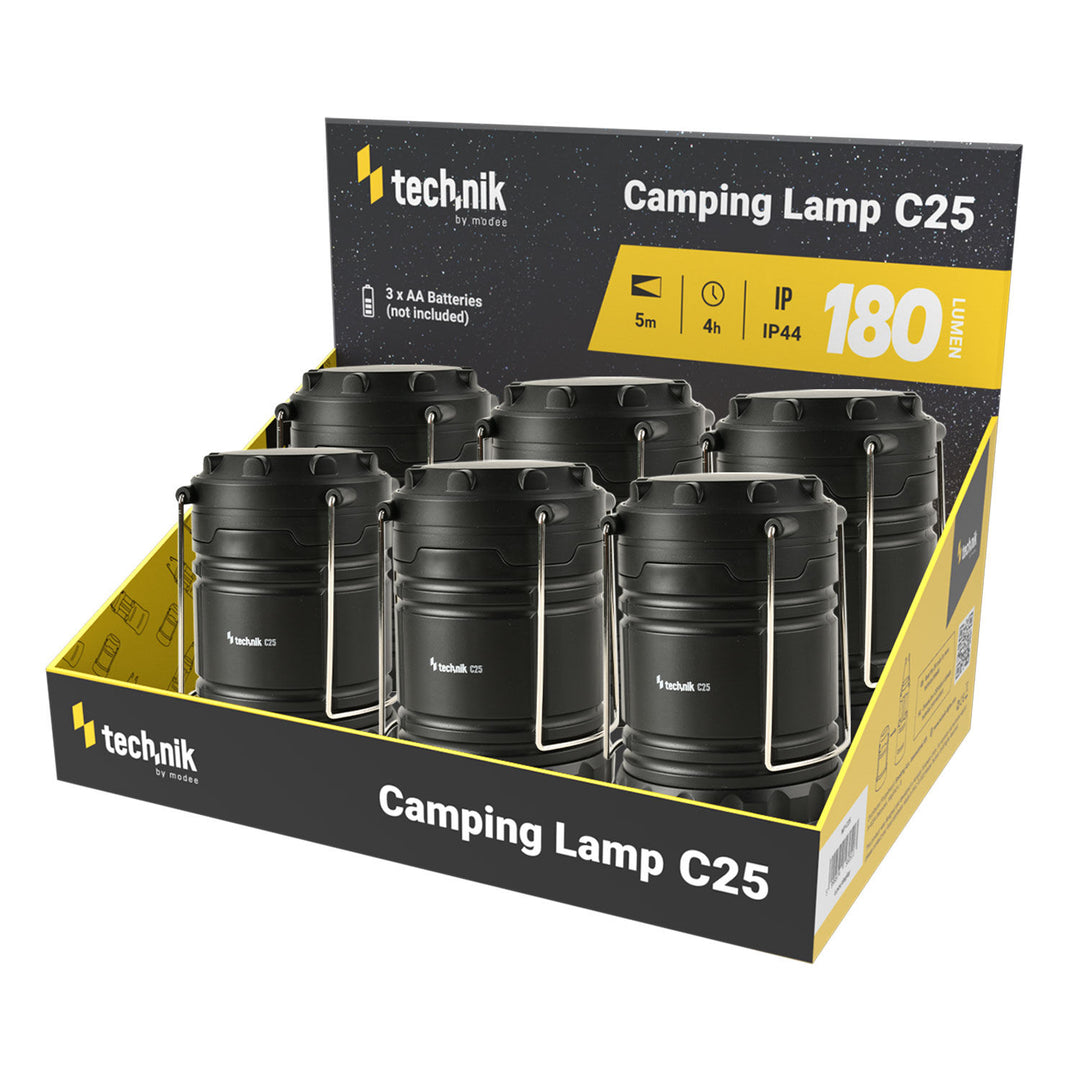 Technik Kemping Lámpa C25 (3xAA/nem tartozék) COB IP44 (180 lumen) 6db/display